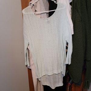 WOMENS HIGH LOW LIGHTWEIGHT KNIT SWEATER LIGHT BLUE